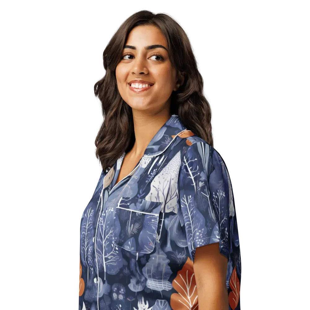 Midnight Canopy on Women's Short Sleeve Pajama Top — Left Front