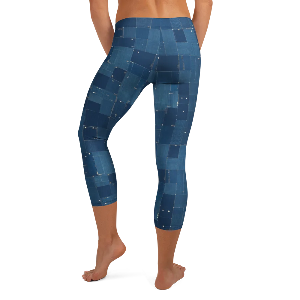 Denim Mosaic on Capri Leggings — Back