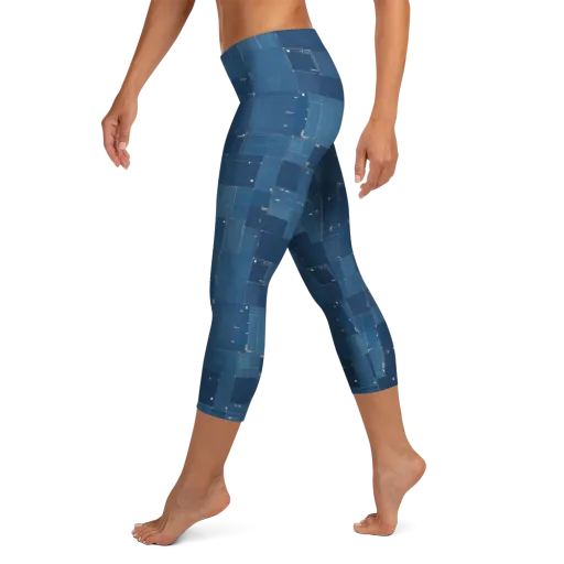 Denim Mosaic on a Capri Leggings
