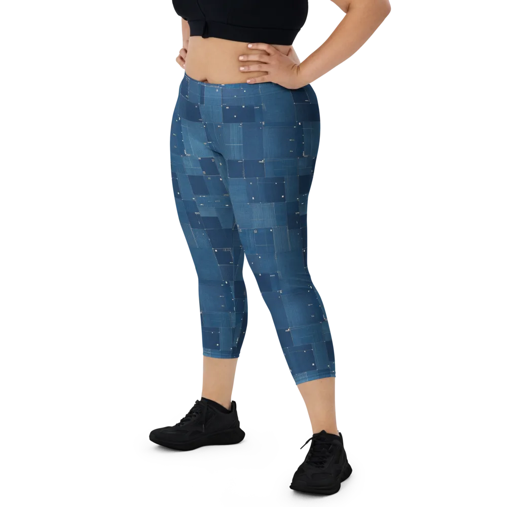 Denim Mosaic on Capri Leggings — Front