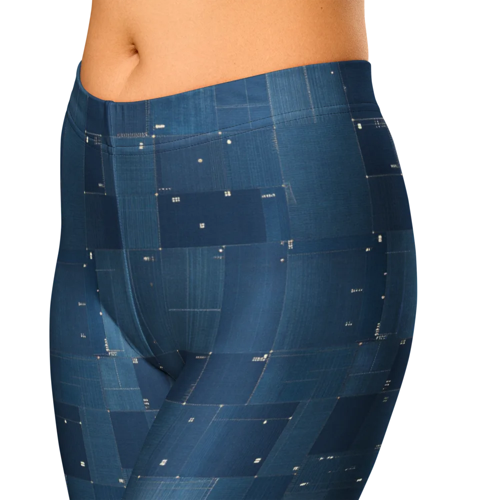 Denim Mosaic on Capri Leggings — Zoomed-in