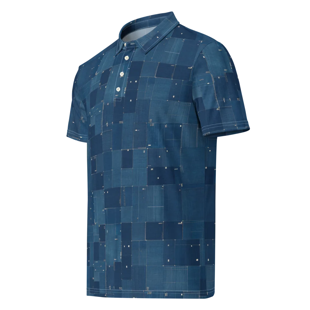 Denim Mosaic on Men's Slim Fit Polo Shirt — Left Front