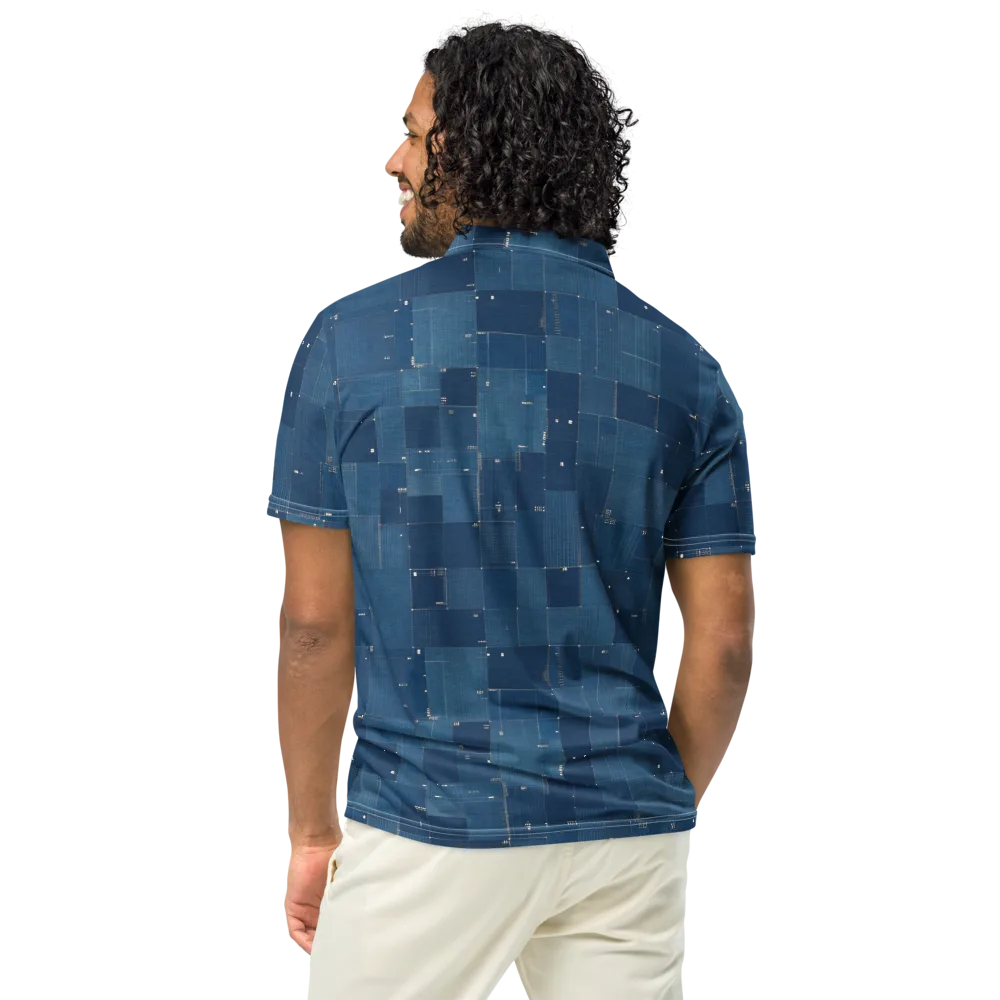 Denim Mosaic on Men's Slim Fit Polo Shirt — Back