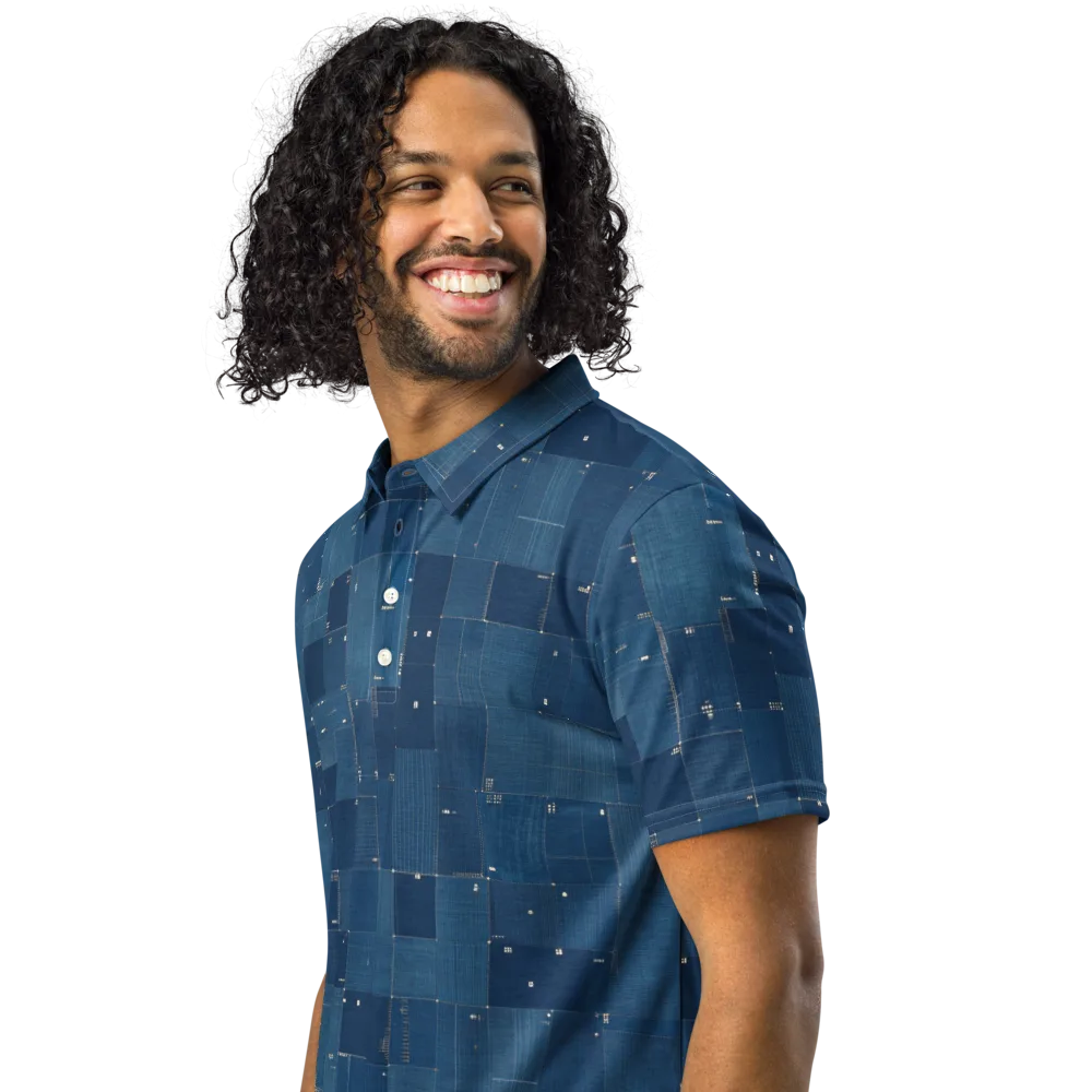 Denim Mosaic on Men's Slim Fit Polo Shirt — Left Front