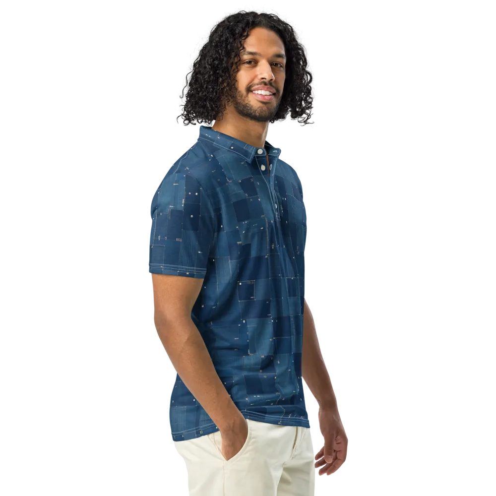 Denim Mosaic on Men's Slim Fit Polo Shirt — Right Front