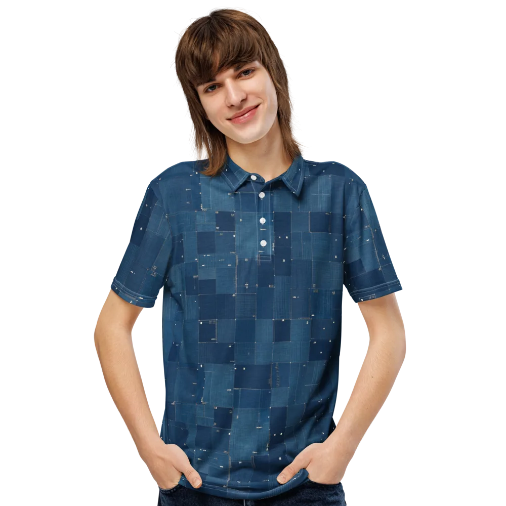 Denim Mosaic on Men's Slim Fit Polo Shirt — Front