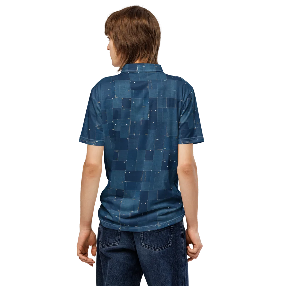 Denim Mosaic on Men's Slim Fit Polo Shirt — Back