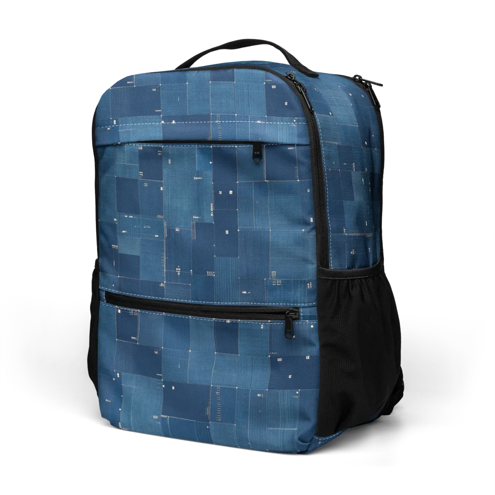 Denim Mosaic on Utility Backpack — Left Front