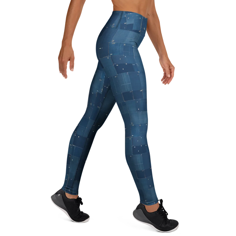 Denim Mosaic on Yoga Leggings — Right