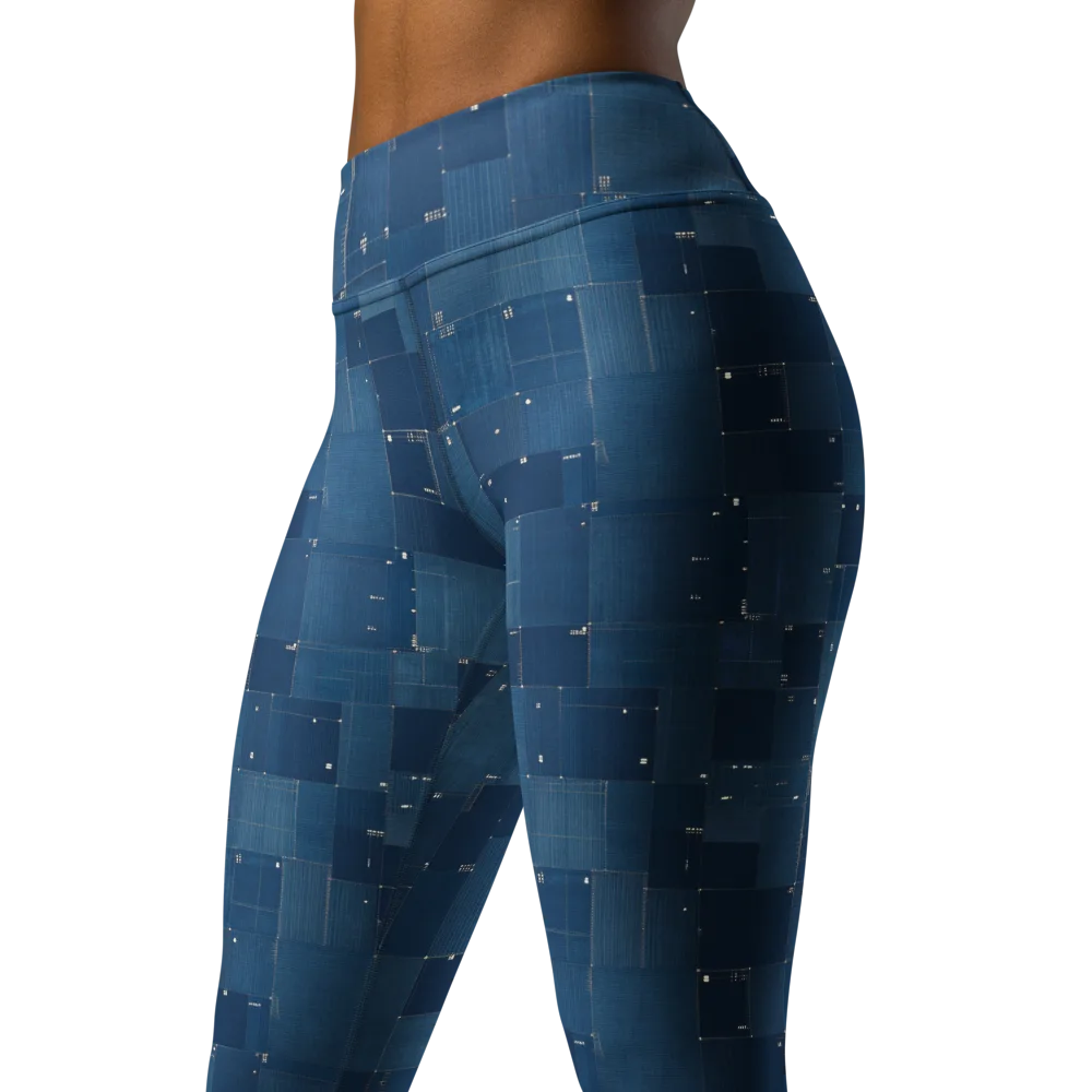 Denim Mosaic on Yoga Leggings — Left Front