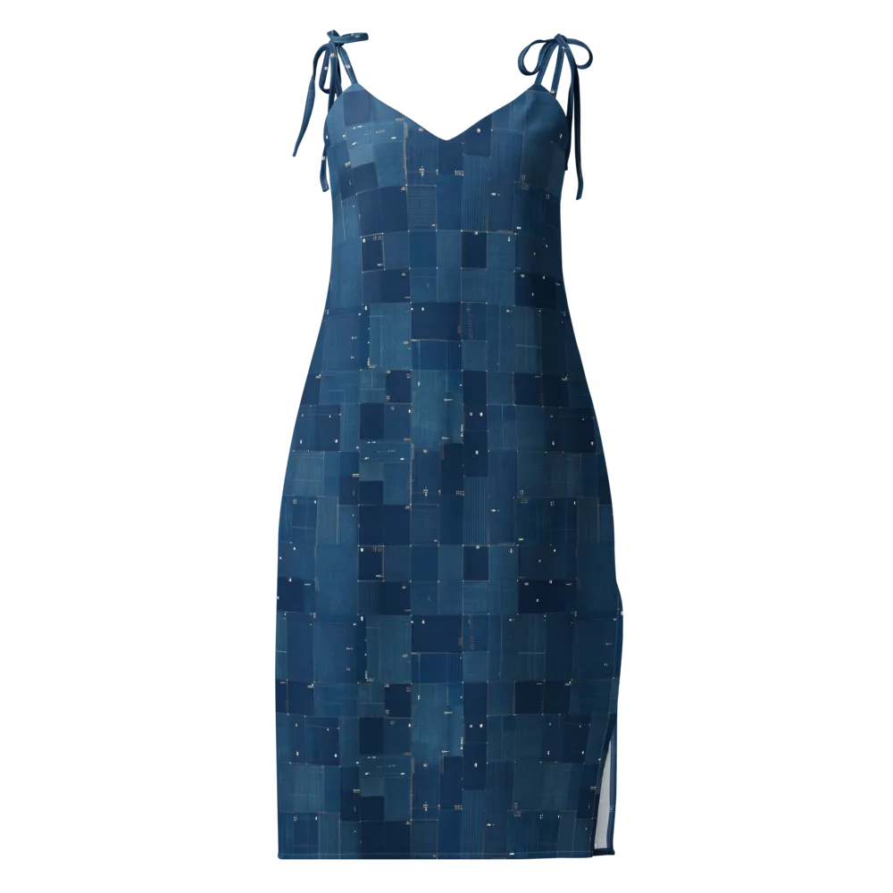 Denim Mosaic on Slip Dress — Front