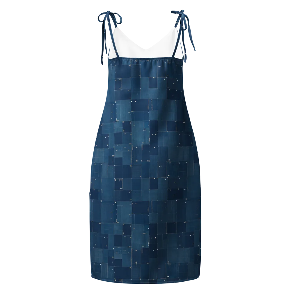 Denim Mosaic on Slip Dress — Back