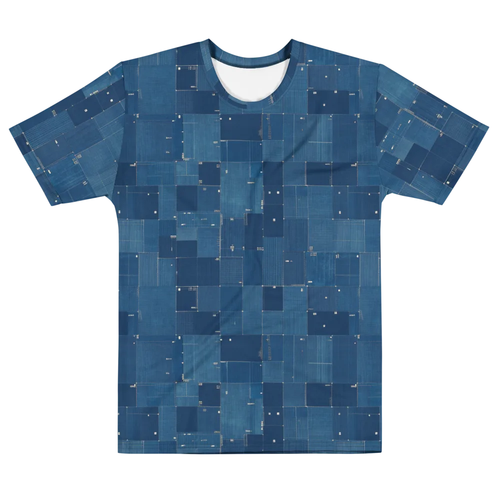 Denim Mosaic on Men's Cotton Crew Neck T-Shirt — Front