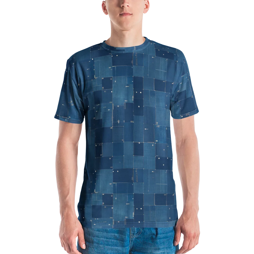 Denim Mosaic on Men's Crew Neck T-Shirt — Front