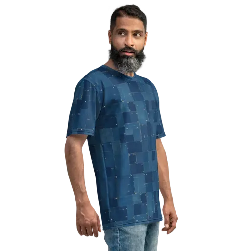 Denim Mosaic on a Men's Crew Neck T-Shirt