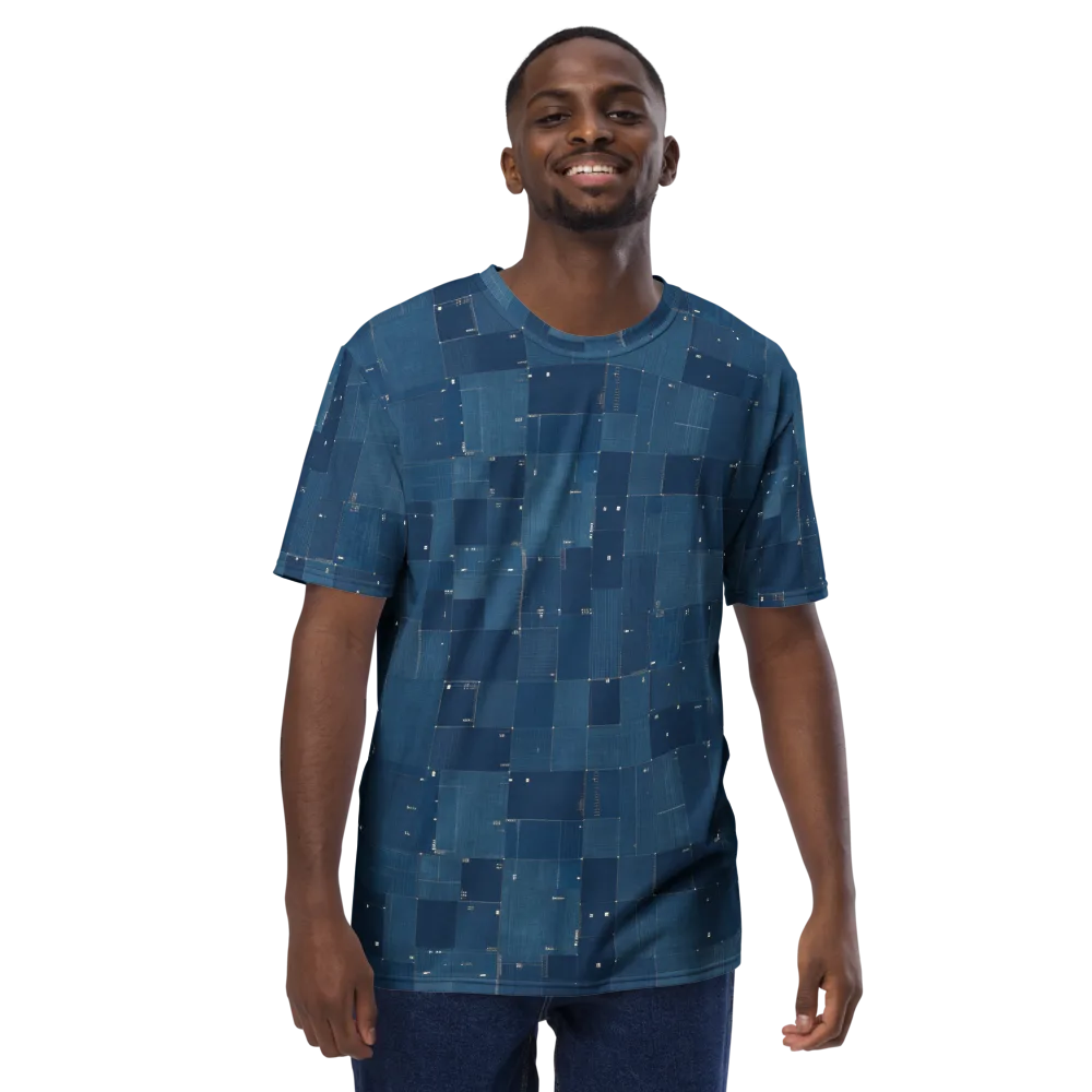 Denim Mosaic on Men's Crew Neck T-Shirt — Front
