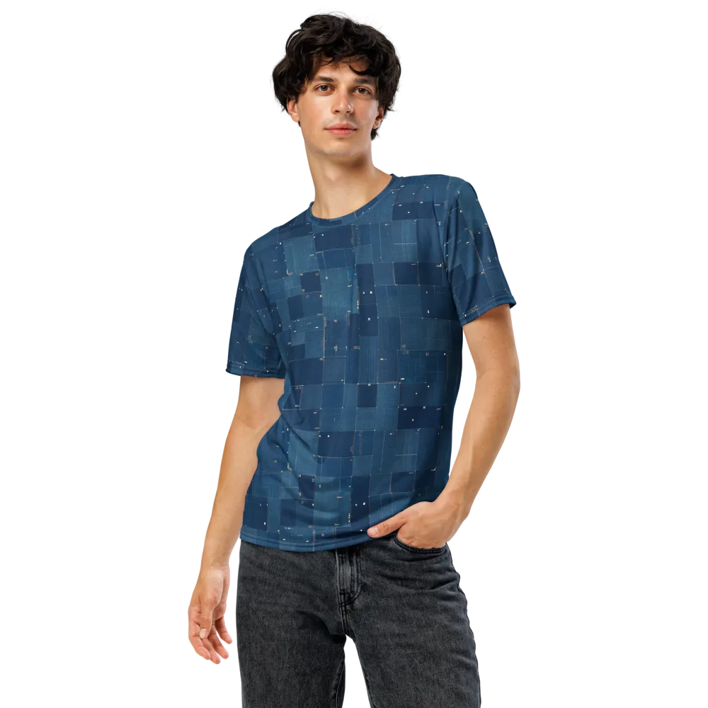 Denim Mosaic on Men's Crew Neck T-Shirt — Front