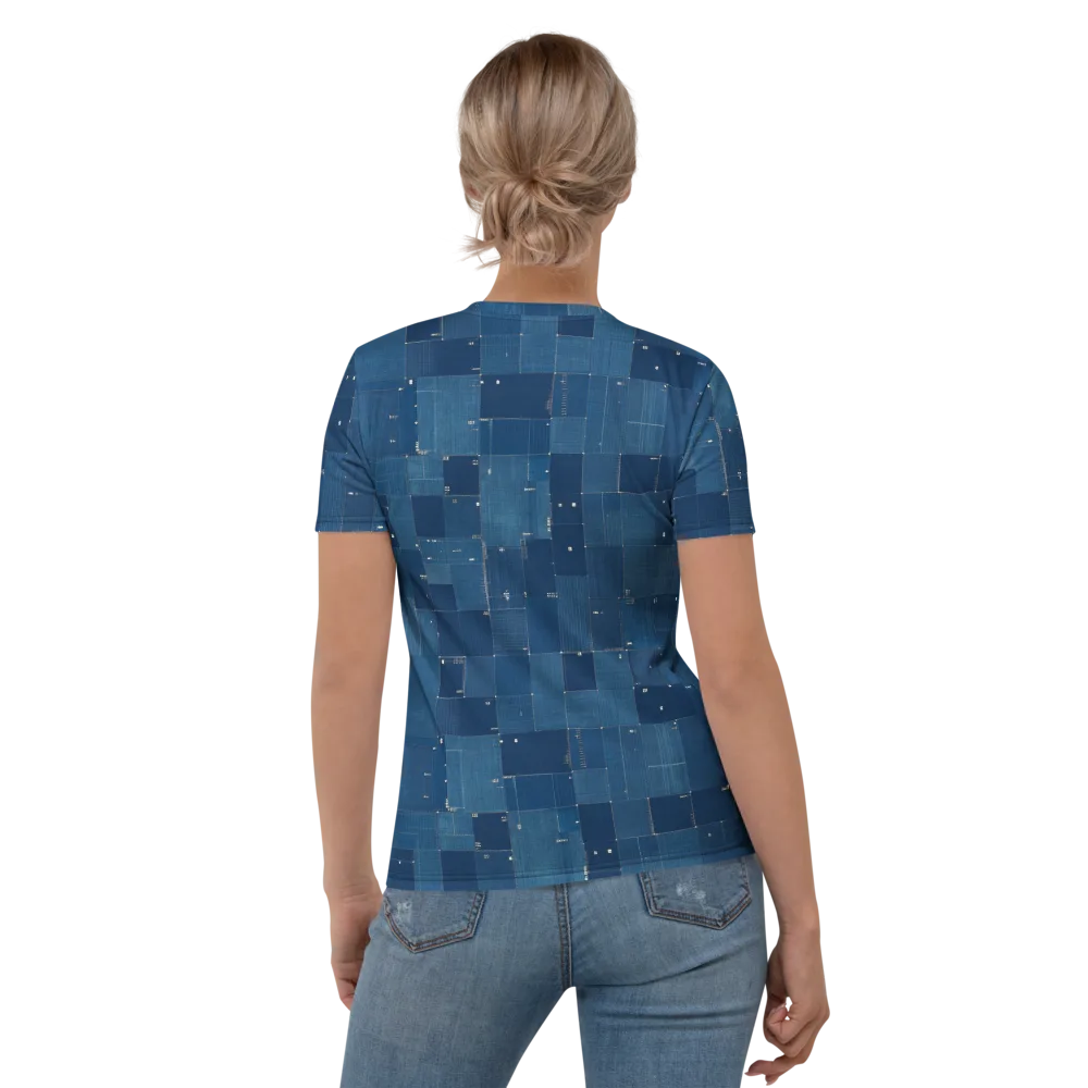 Denim Mosaic on Women's Crew Neck T-Shirt — Back