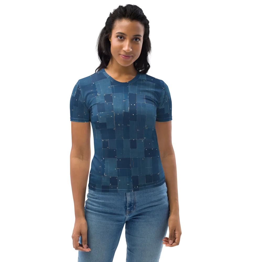 Denim Mosaic on Women's Crew Neck T-Shirt — Front