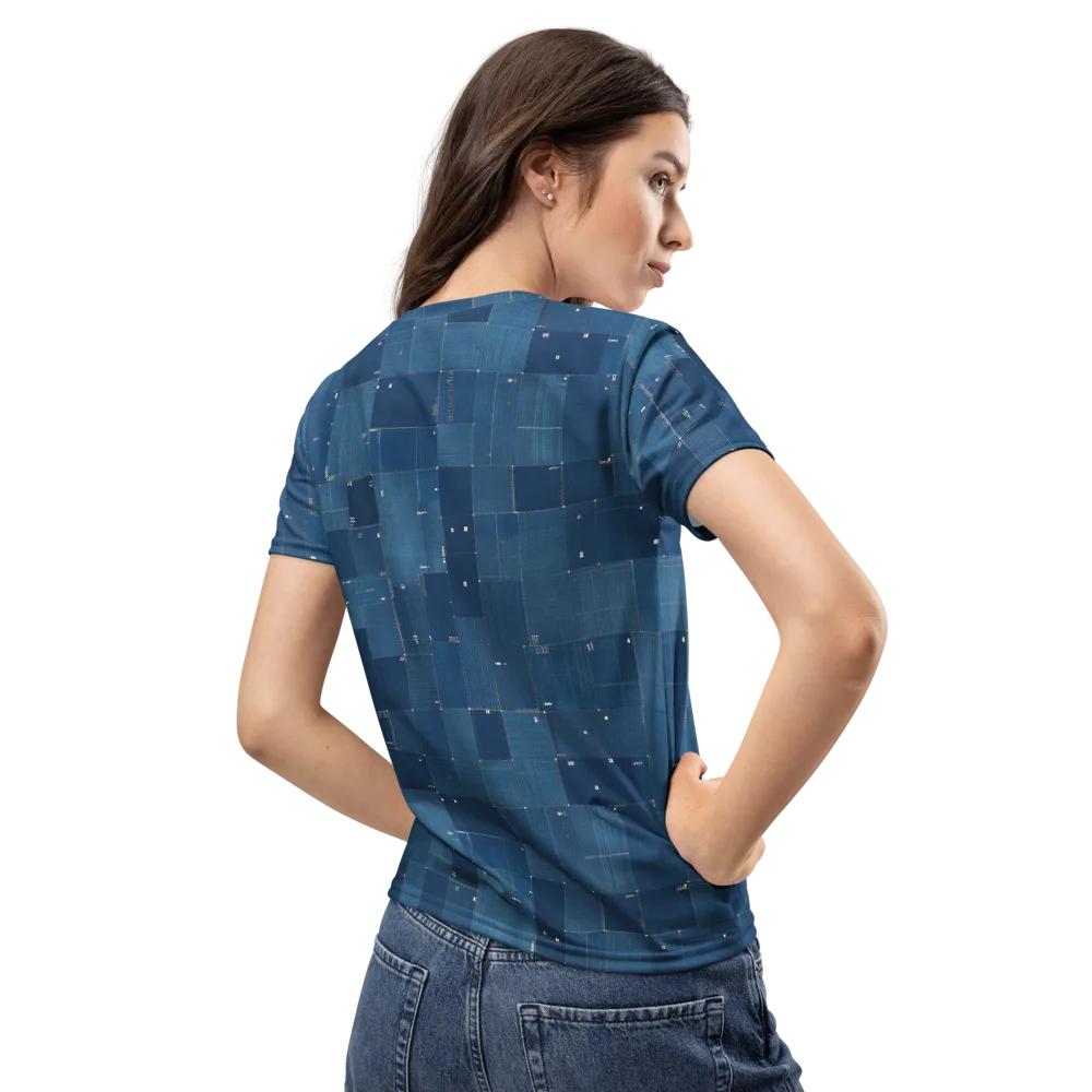 Denim Mosaic on Women's Crew Neck T-Shirt — Back