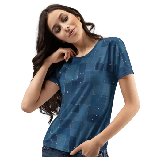 Denim Mosaic on a Women's Crew Neck T-Shirt