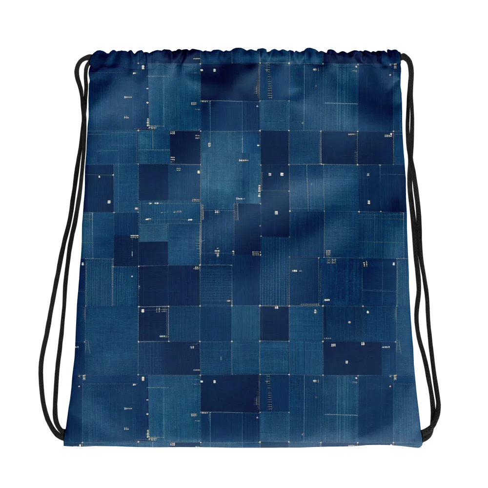 Denim Mosaic on Drawstring Bag — Photo