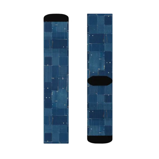 Denim Mosaic on a Socks