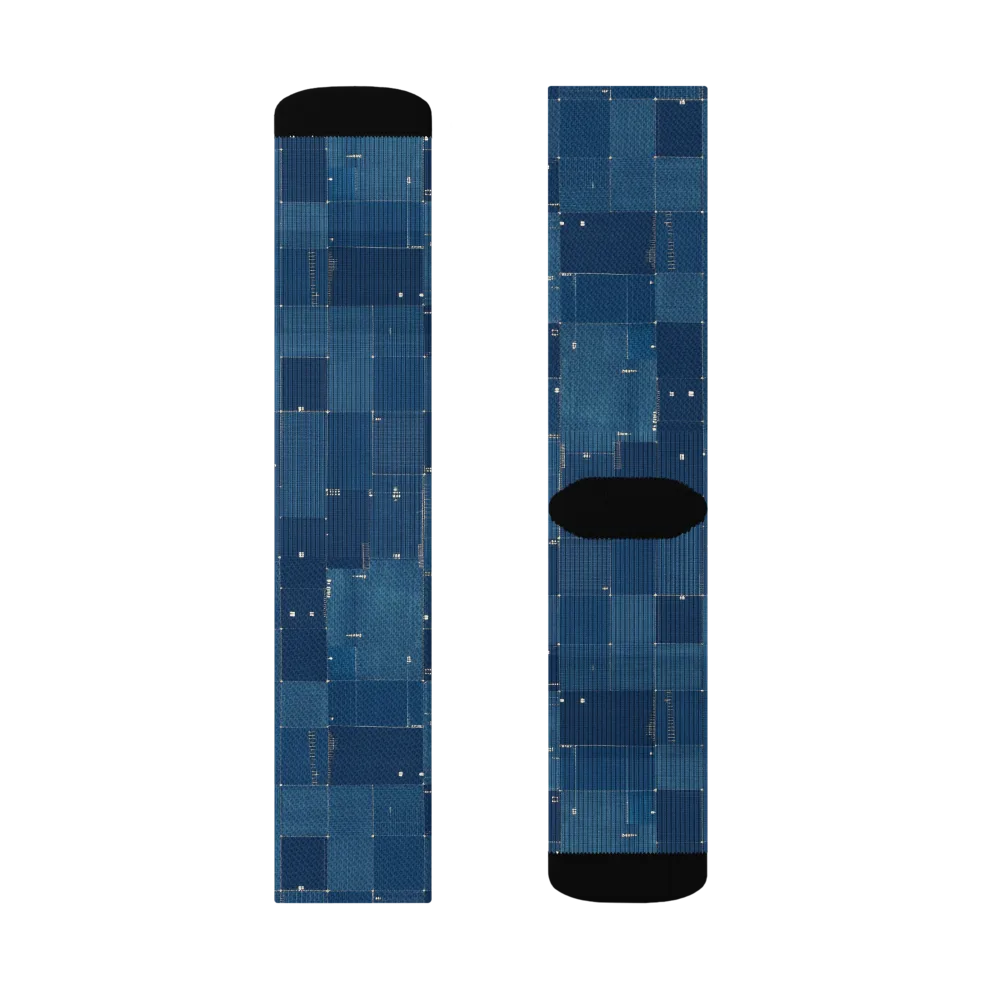 Denim Mosaic on Socks — Right Sock