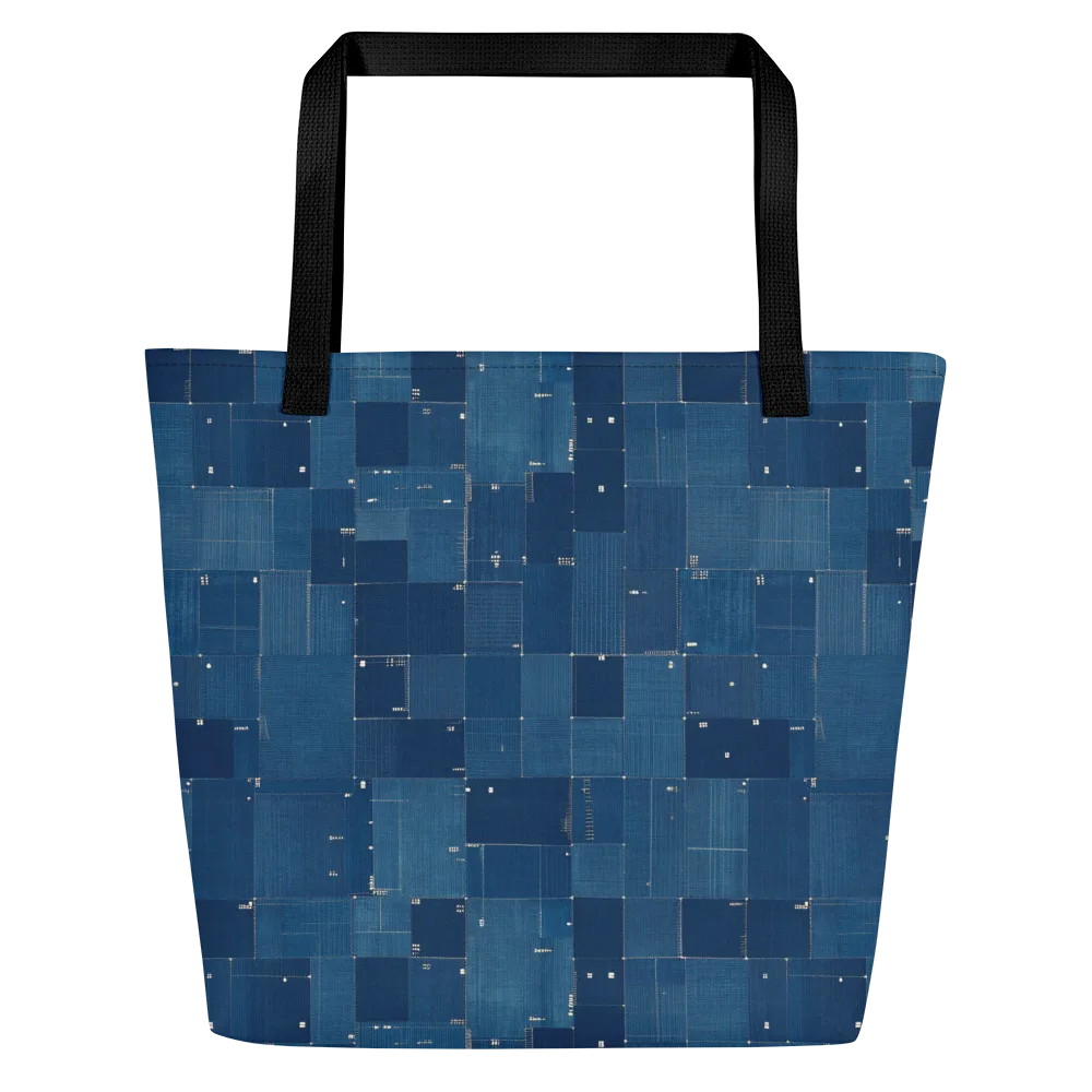 Denim Mosaic on Large Tote Bag W/ Pocket — Front