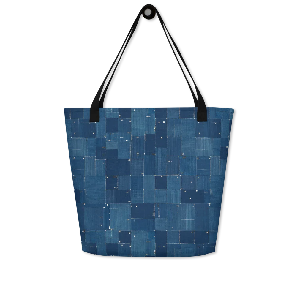 Denim Mosaic on Large Tote Bag W/ Pocket — Front