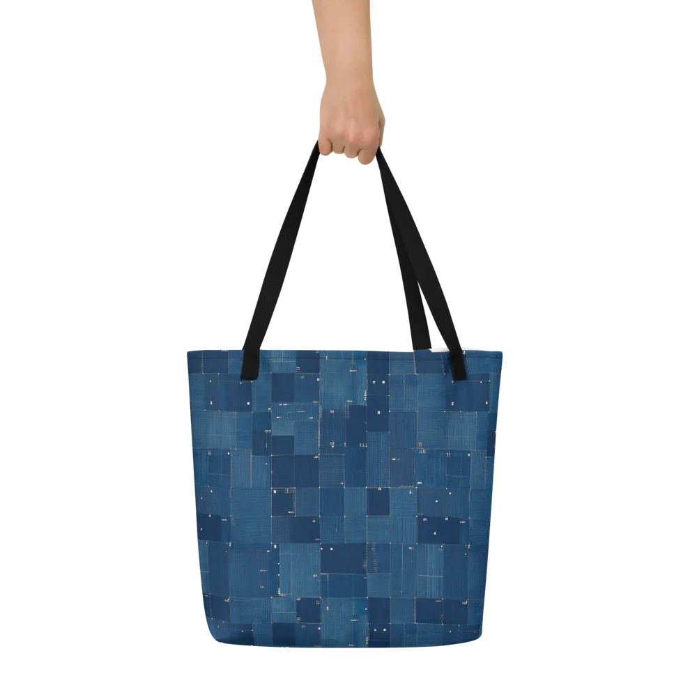 Denim Mosaic on Large Tote Bag W/ Pocket — Front