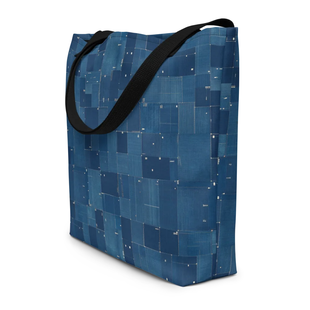 Denim Mosaic on Large Tote Bag W/ Pocket — Front