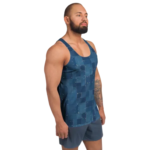 Denim Mosaic on a Men's Tank Top