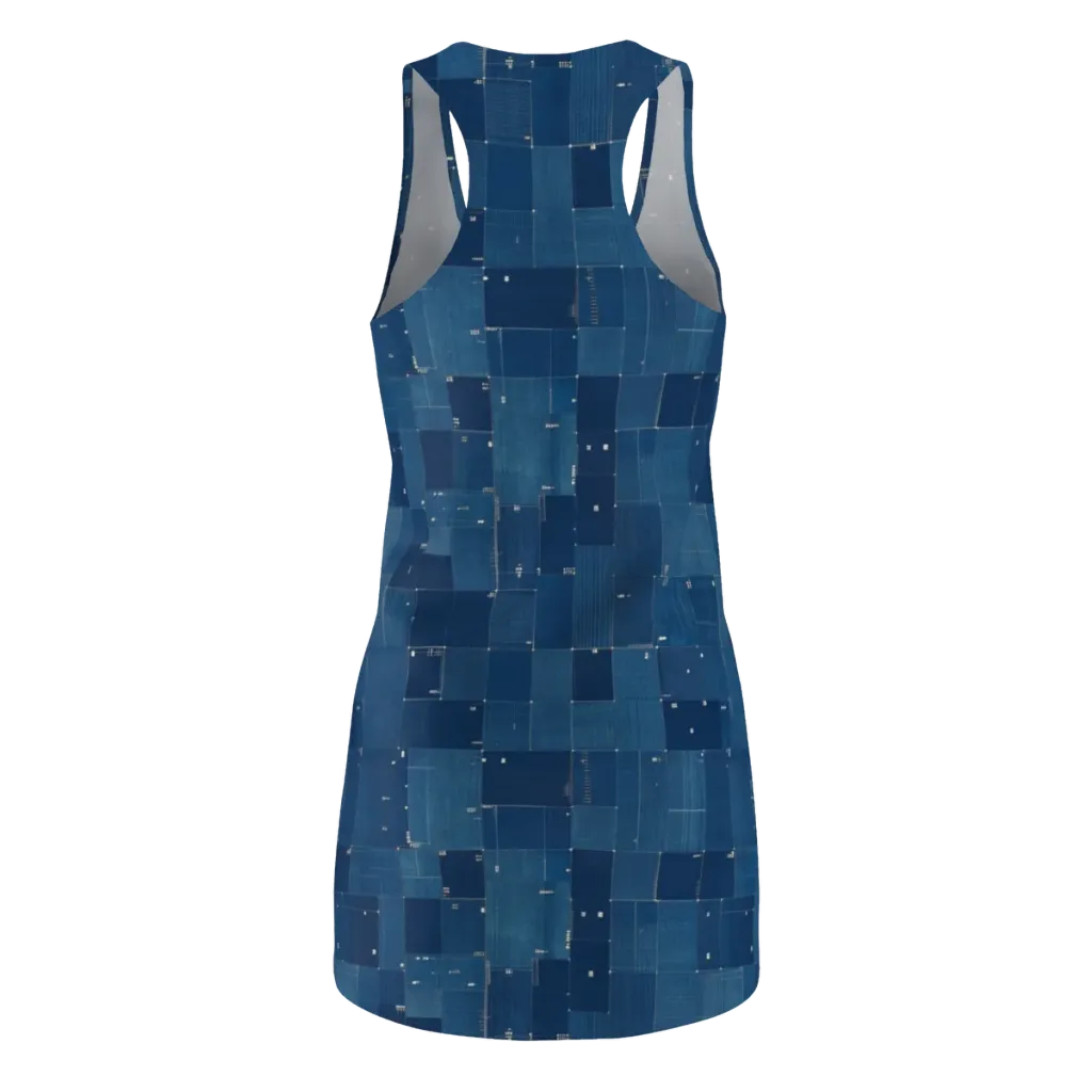 Denim Mosaic on Racerback Dress — Back