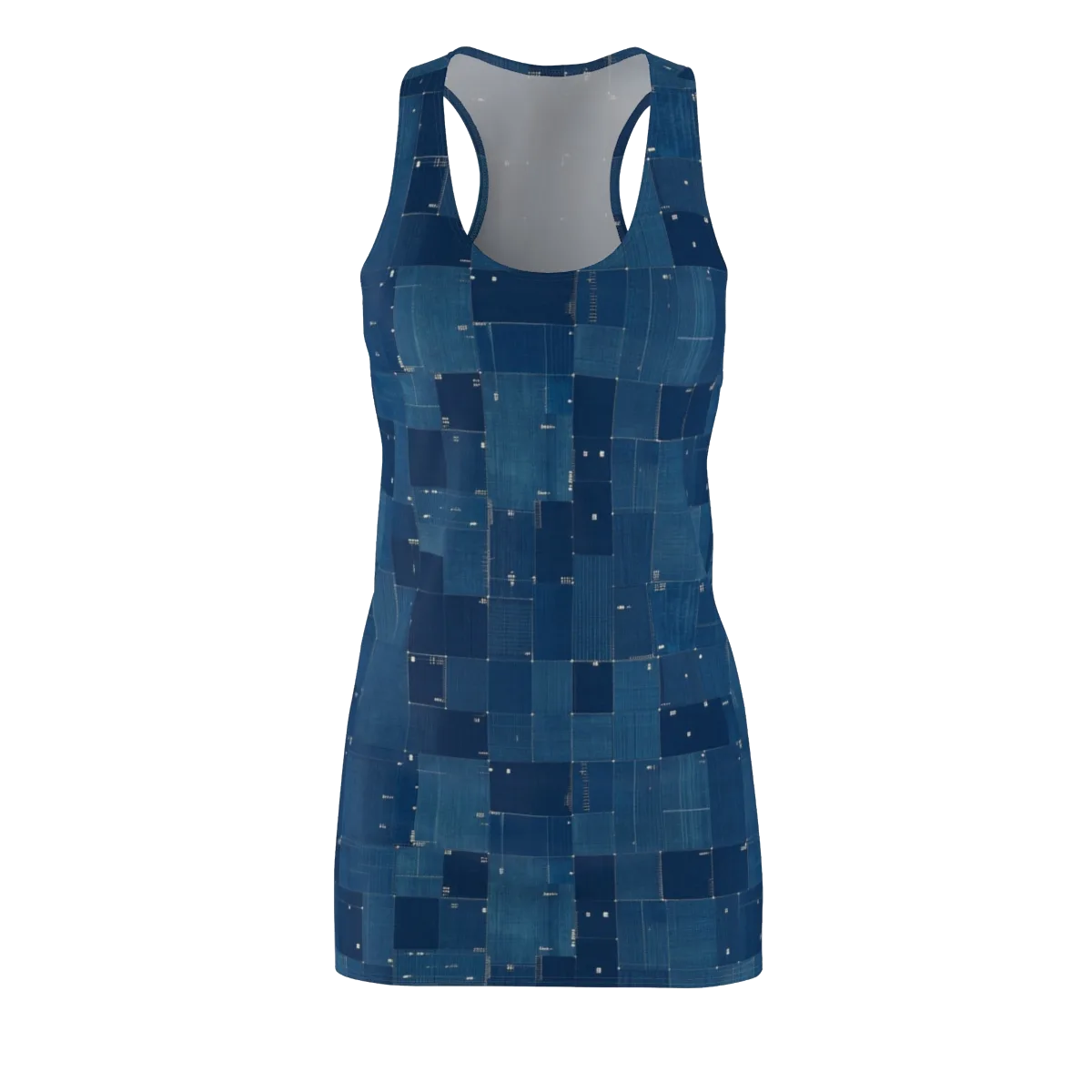 Denim Mosaic on Racerback Dress — Front