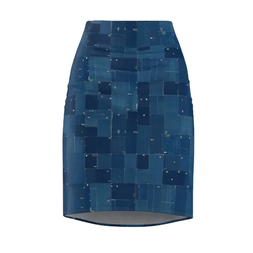 Denim Mosaic on a Pencil Skirt