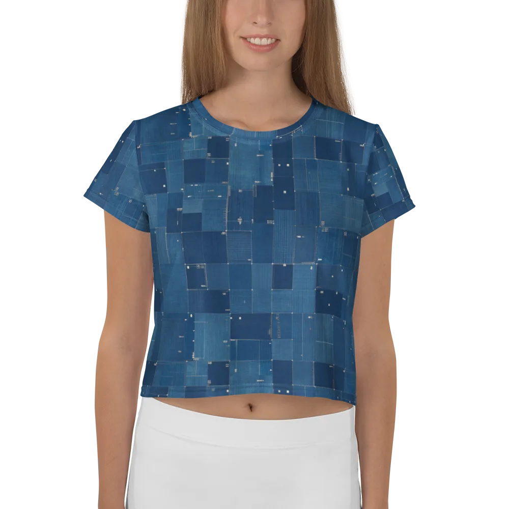 Denim Mosaic on Crop Tee — Front