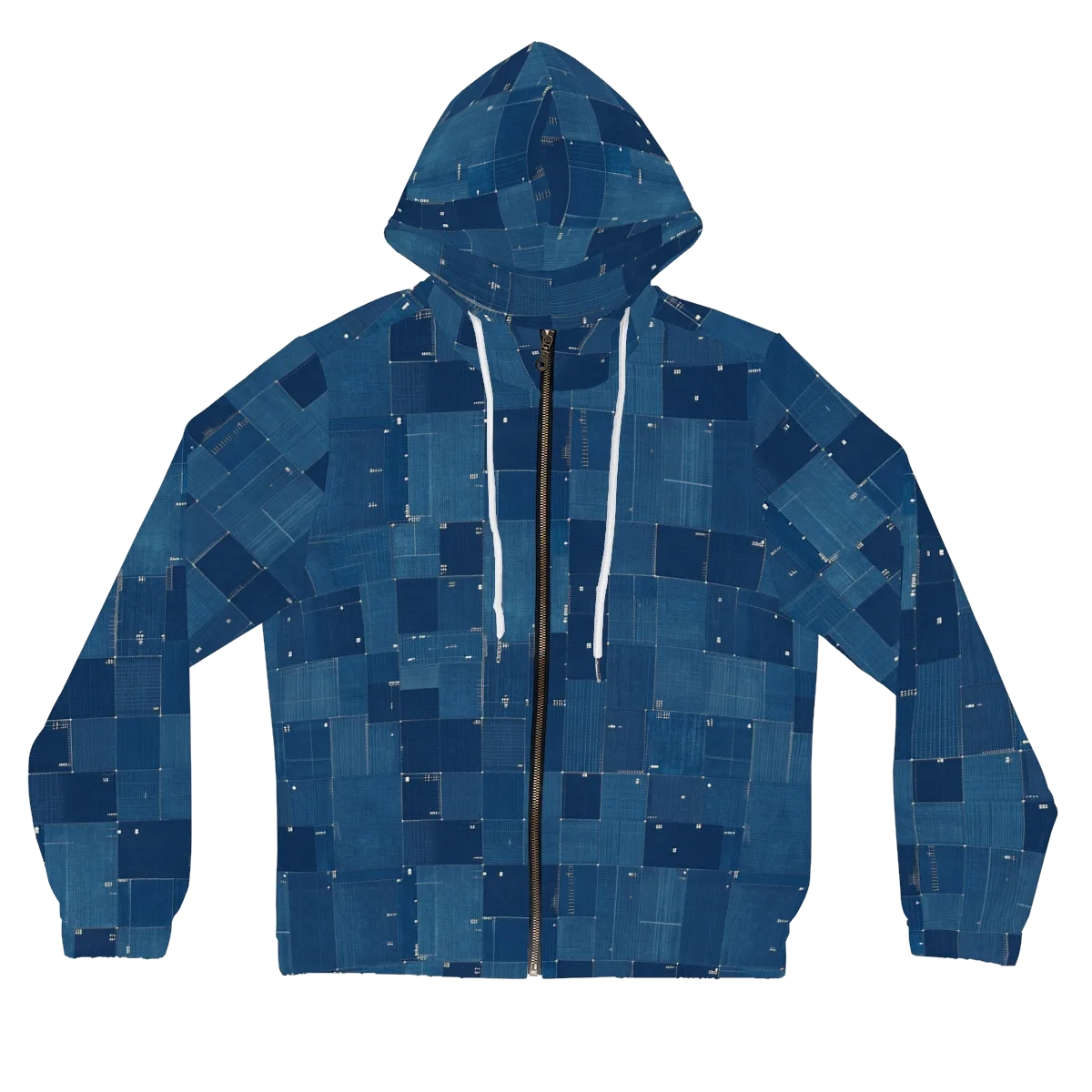 Denim Mosaic on Women's Full-Zip Hoodie — Front