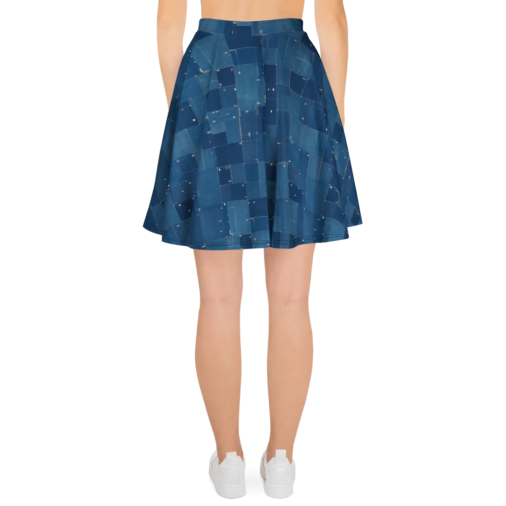 Denim Mosaic on Skater Skirt — Back