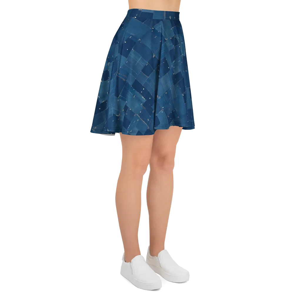 Denim Mosaic on Skater Skirt — Right