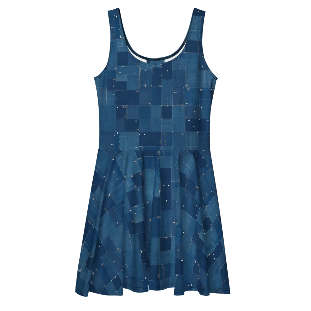 Denim Mosaic on Skater Dress — Front