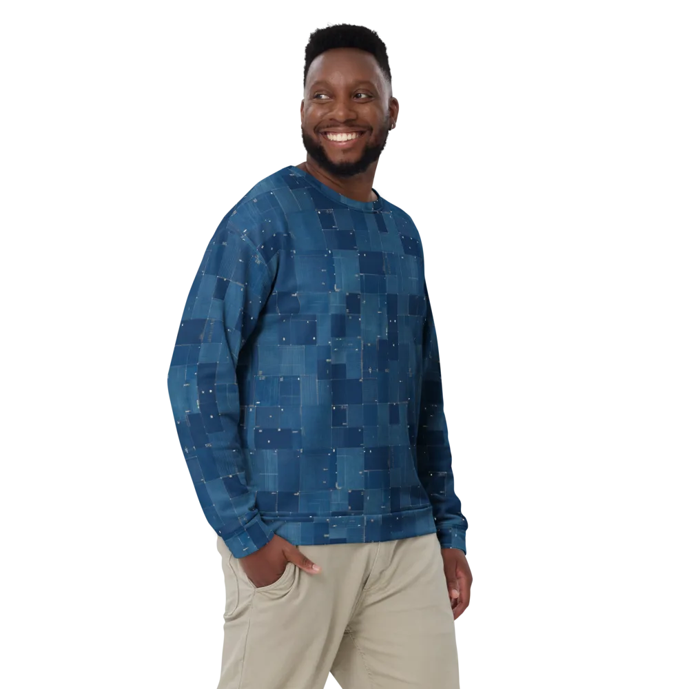 Denim Mosaic on Sweatshirt — Front