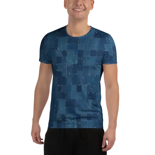 Denim Mosaic on a Men's Athletic T-Shirt