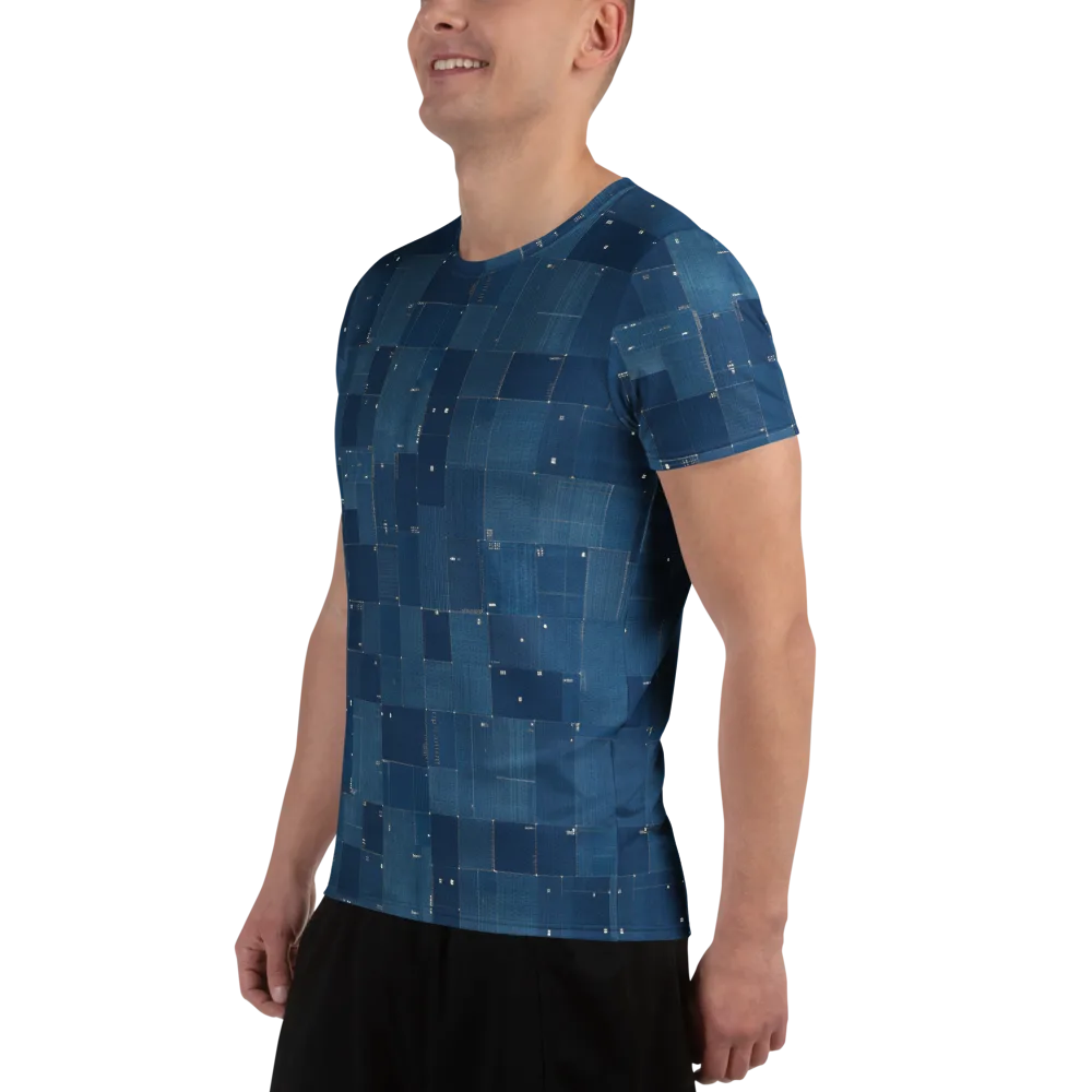 Denim Mosaic on Men's Athletic T-Shirt — Left