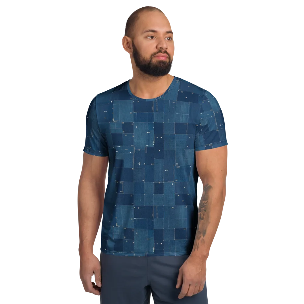Denim Mosaic on Men's Athletic T-Shirt — Front