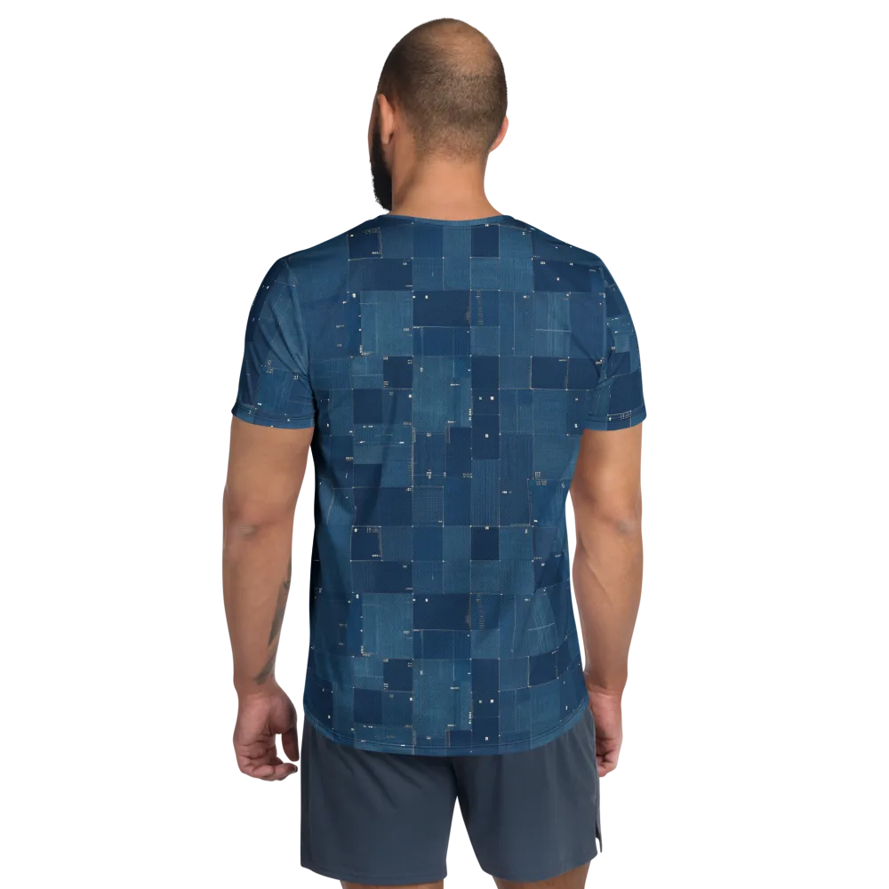 Denim Mosaic on Men's Athletic T-Shirt — Back