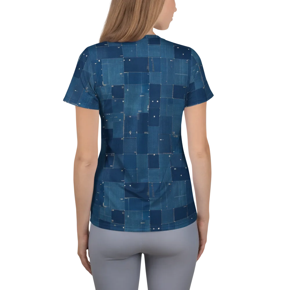 Denim Mosaic on Women's Athletic T-Shirt — Back