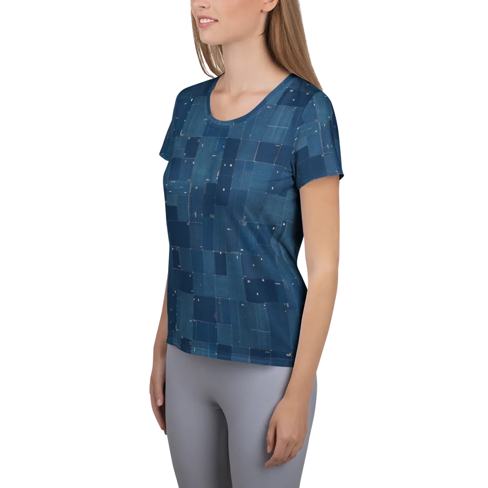 Denim Mosaic on Women's Athletic T-Shirt — Left