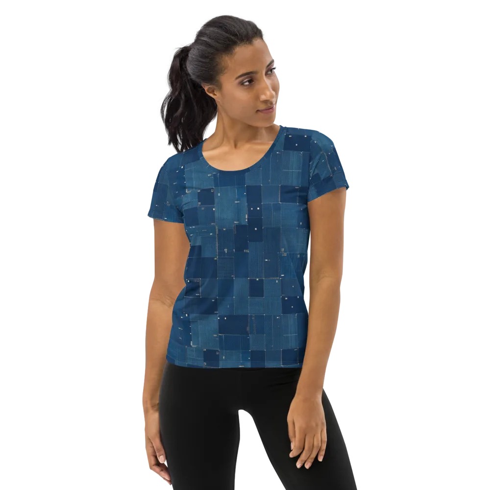 Denim Mosaic on Women's Athletic T-Shirt — Front