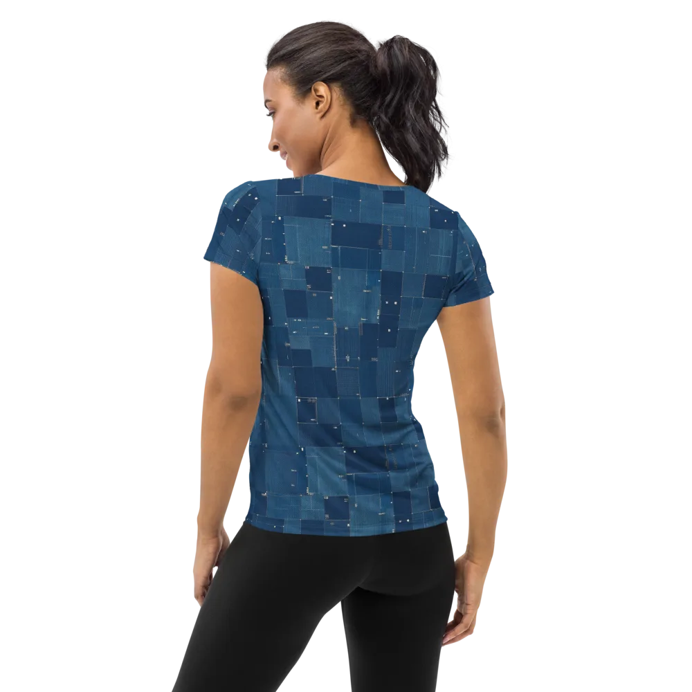 Denim Mosaic on Women's Athletic T-Shirt — Back
